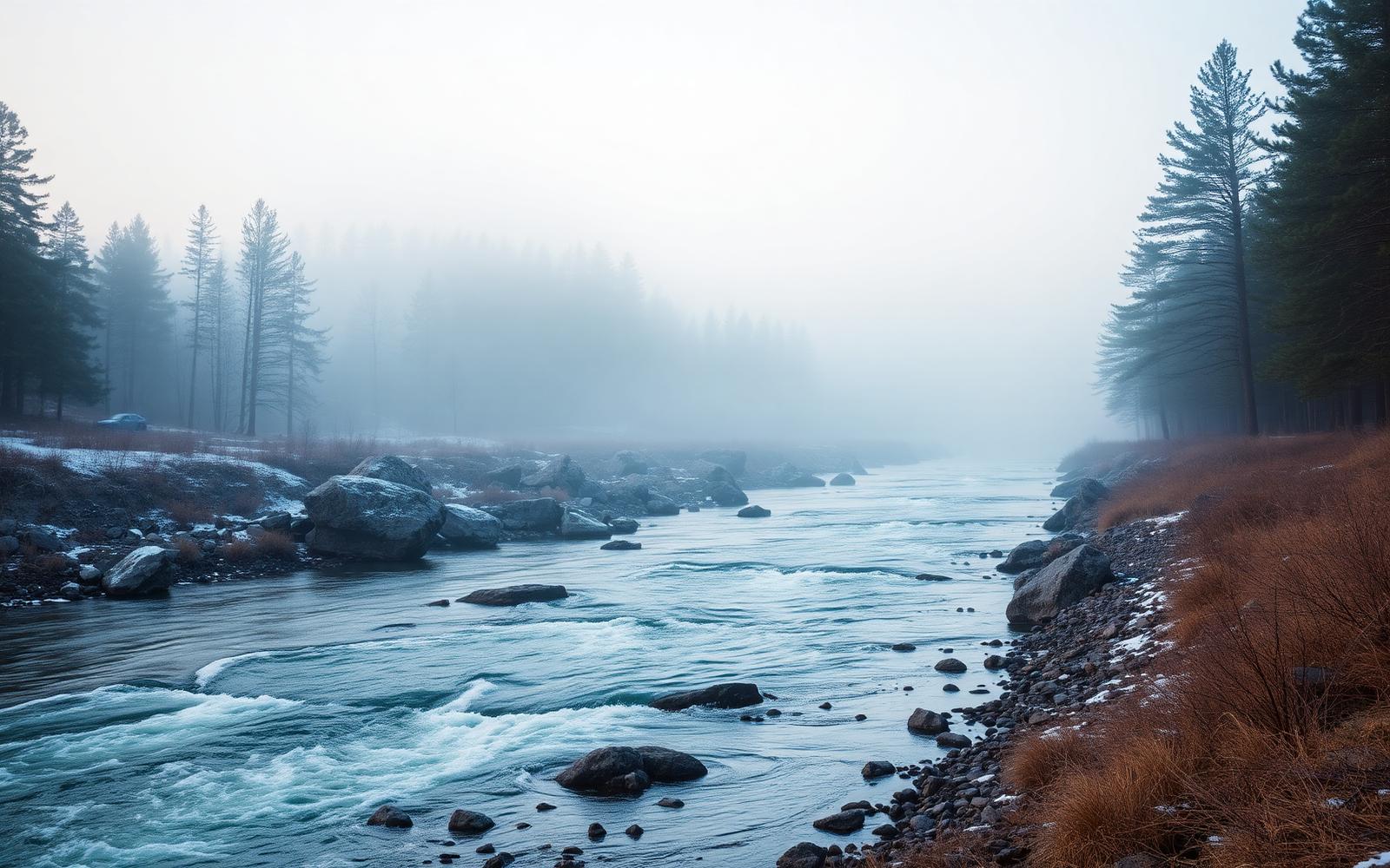 The Mississippi River near Saint Cloud, Minnesota in winter light